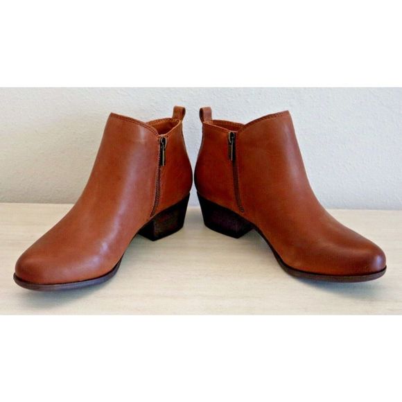 Lucky Brand LK-Basel Women's Sz 9W Toffee Brown Leather Basel Booties $140 - Picture 1 of 9
